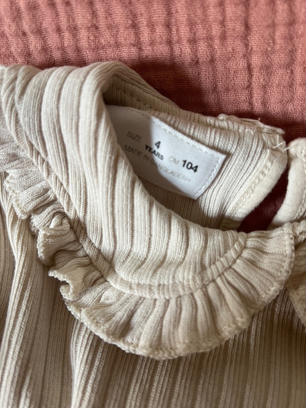 Zara Ribbed Long-Sleeve Top with Ruffle Collar - Picture 3 of 6